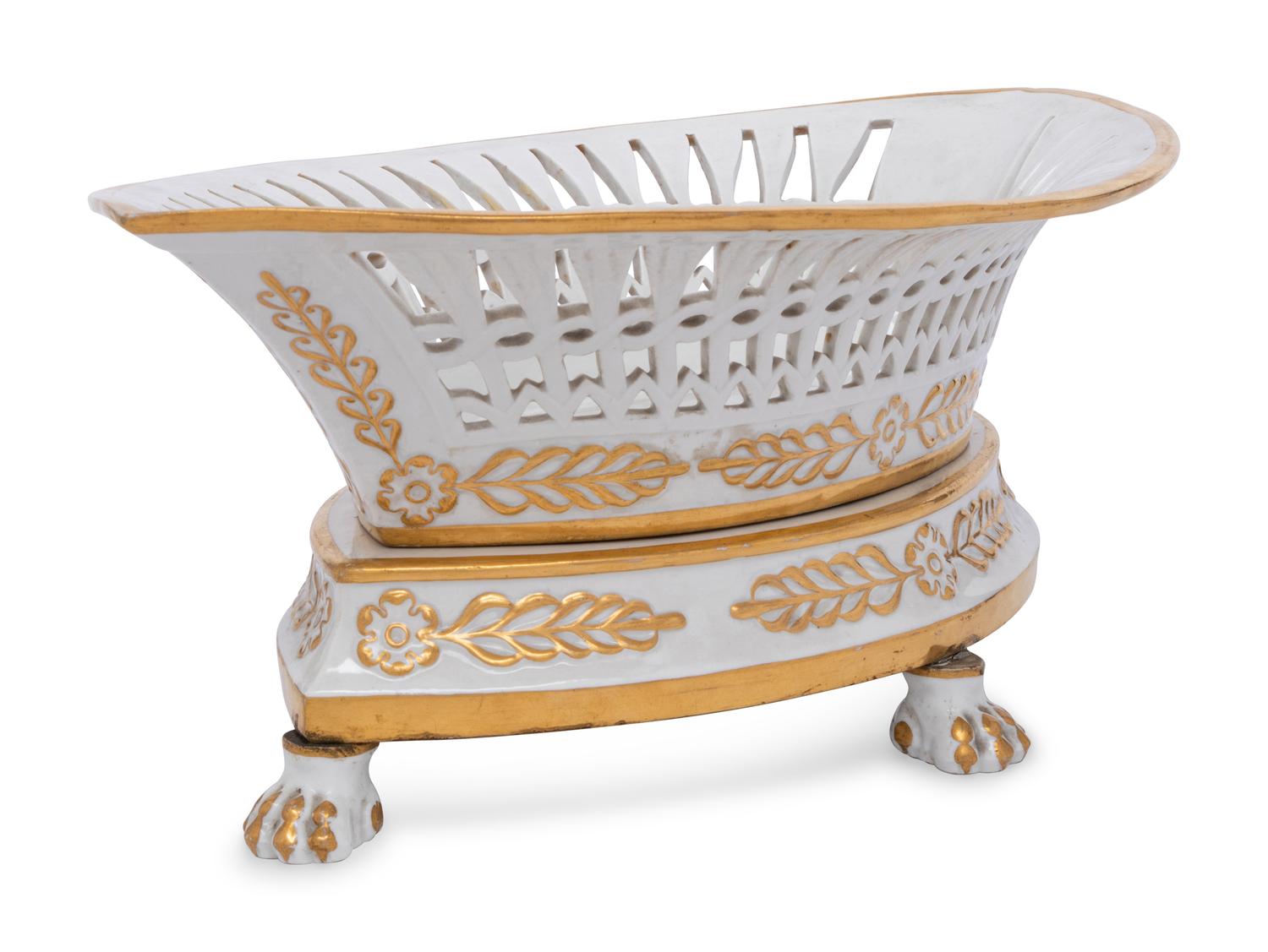 A Sèvres Style Porcelain Centerpiece Basket and Stand