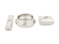 A Russian Silver Three-Piece Smoking Set