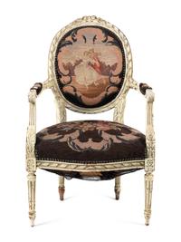 A Louis XVI Style Painted Fauteuil