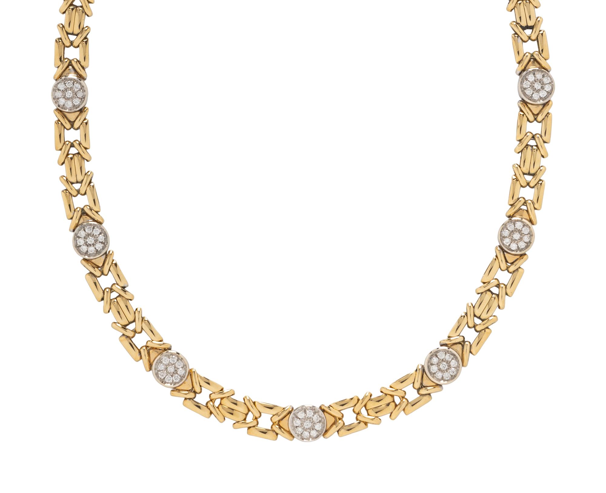 YELLOW GOLD AND DIAMOND FANCY LINK NECKLACE