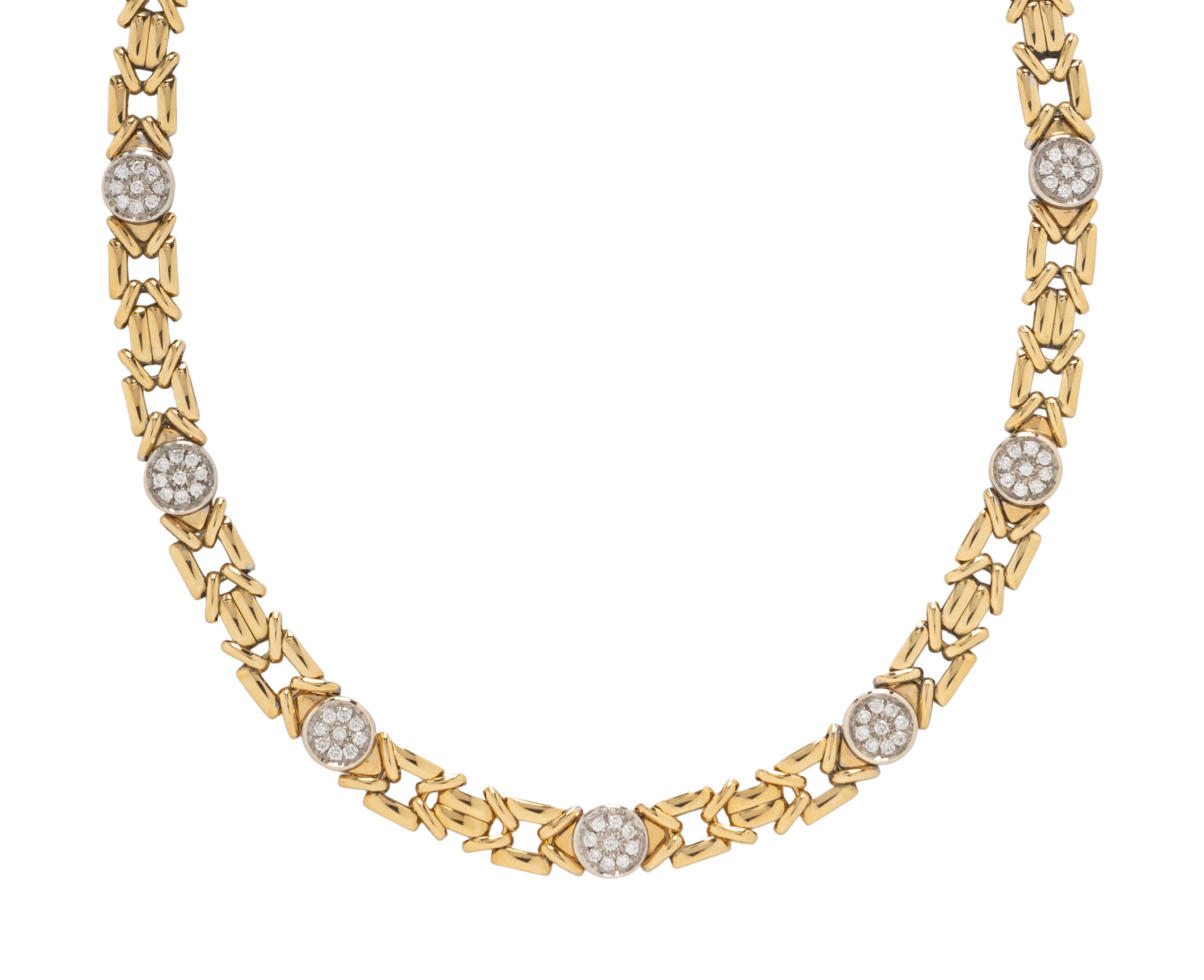 YELLOW GOLD AND DIAMOND FANCY LINK NECKLACE