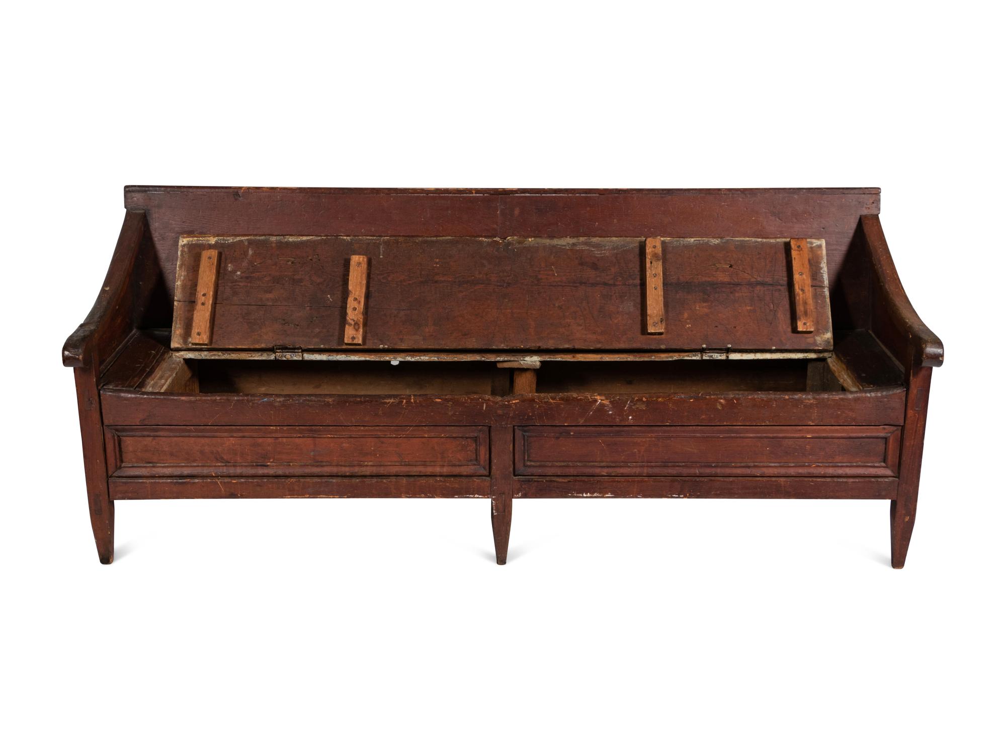 A Country Painted Pine Storage Bench