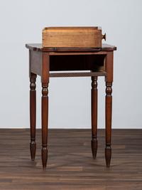 A Late Federal Carved Cherrywood and Tiger Maple One-Drawer Work Table