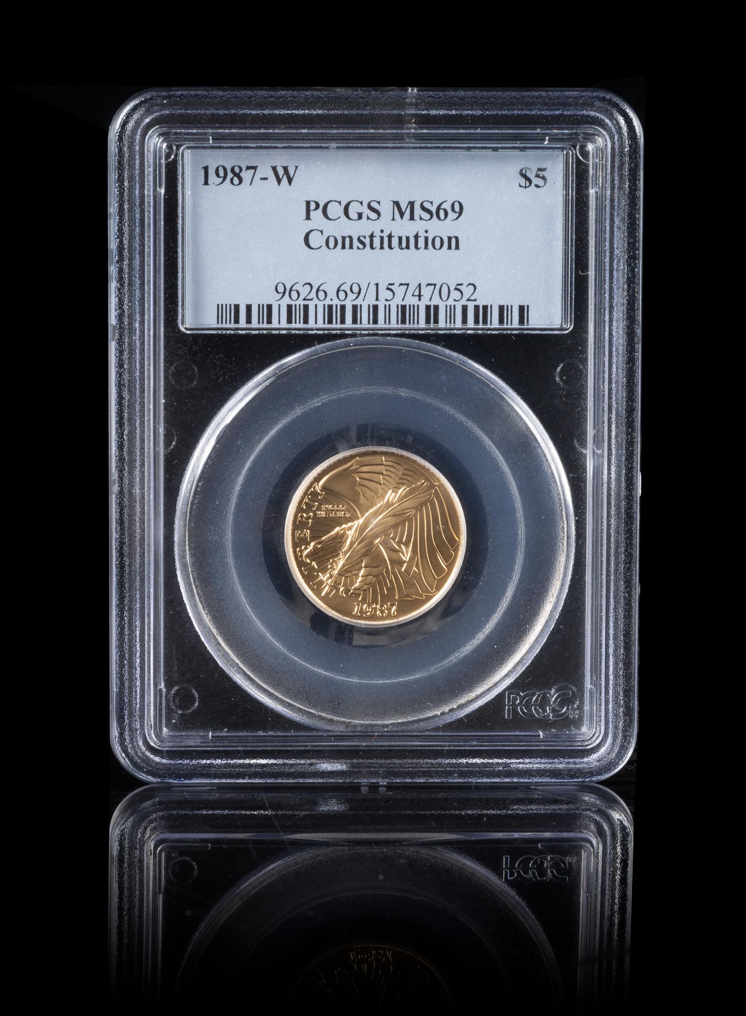 A United States 1987-W Constitution: Bicenentennial $5 Gold Coin