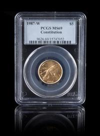 A United States 1987-W Constitution: Bicenentennial $5 Gold Coin