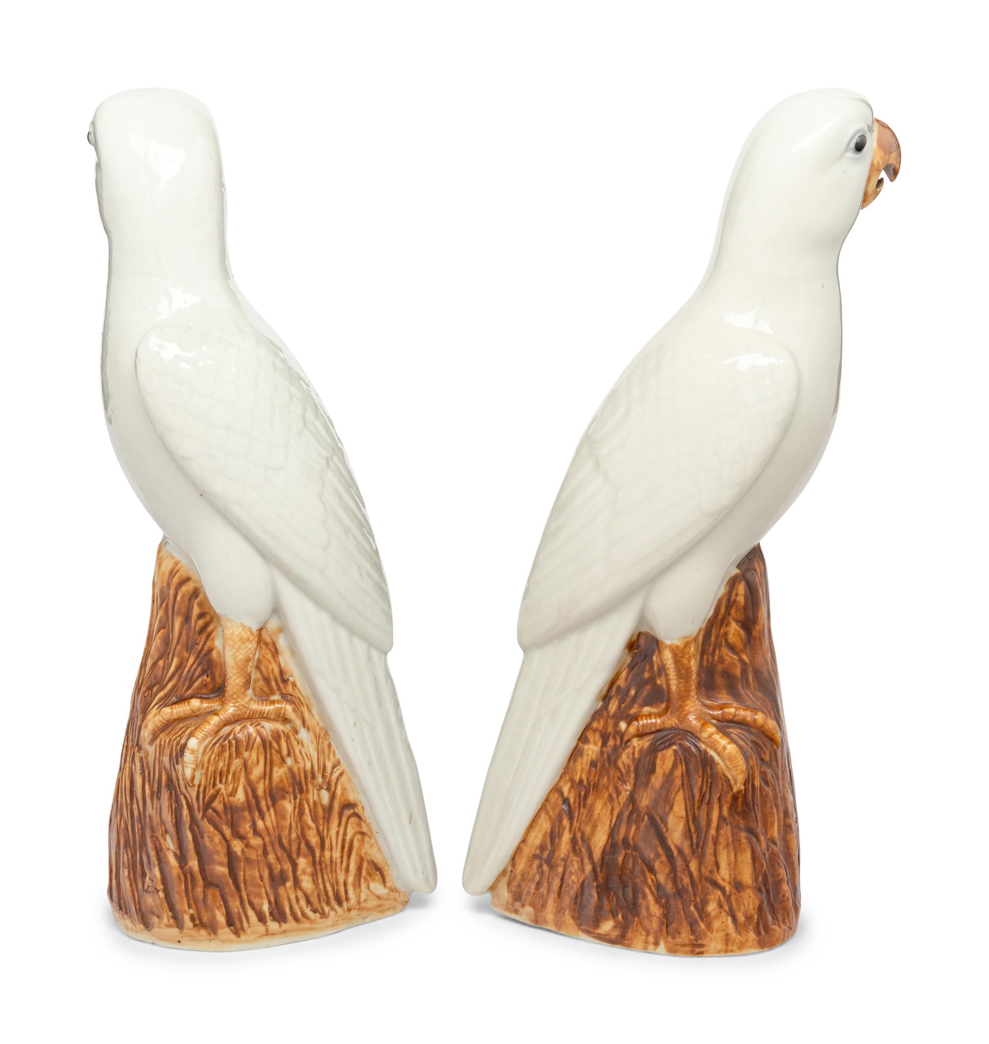 A Pair of Chinese Export Porcelain Parrots