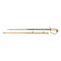 Mexican War Era Eagle Hilt US Militia Officers Sword with Blued & Gilt Blade