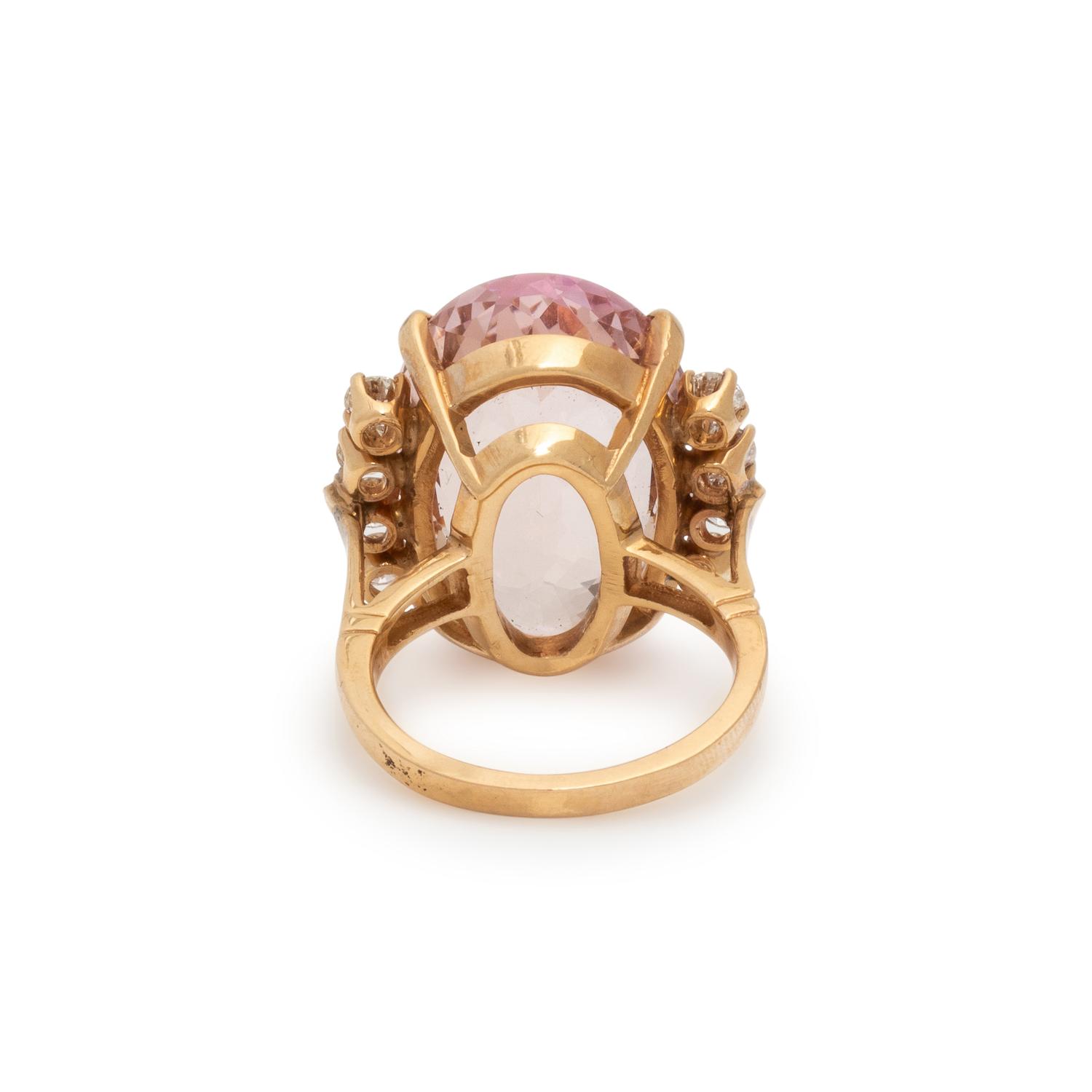 YELLOW GOLD, MORGANITE, AND DIAMOND RING