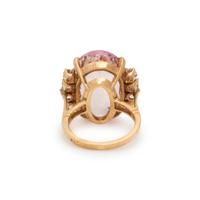 YELLOW GOLD, MORGANITE, AND DIAMOND RING
