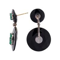 ONYX, EMERALD AND DIAMOND EARRINGS