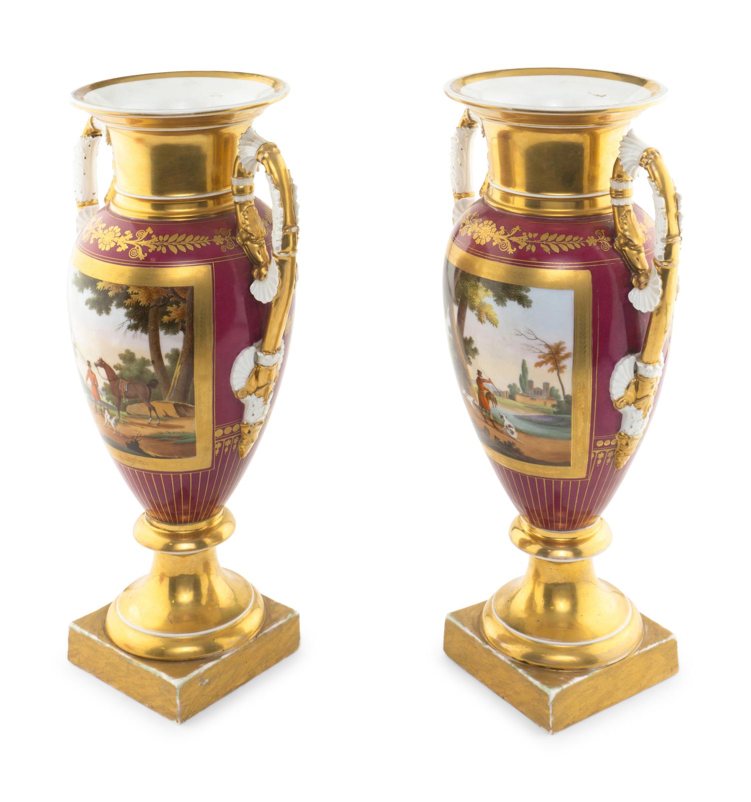 A Pair of Large Paris Porcelain Urns