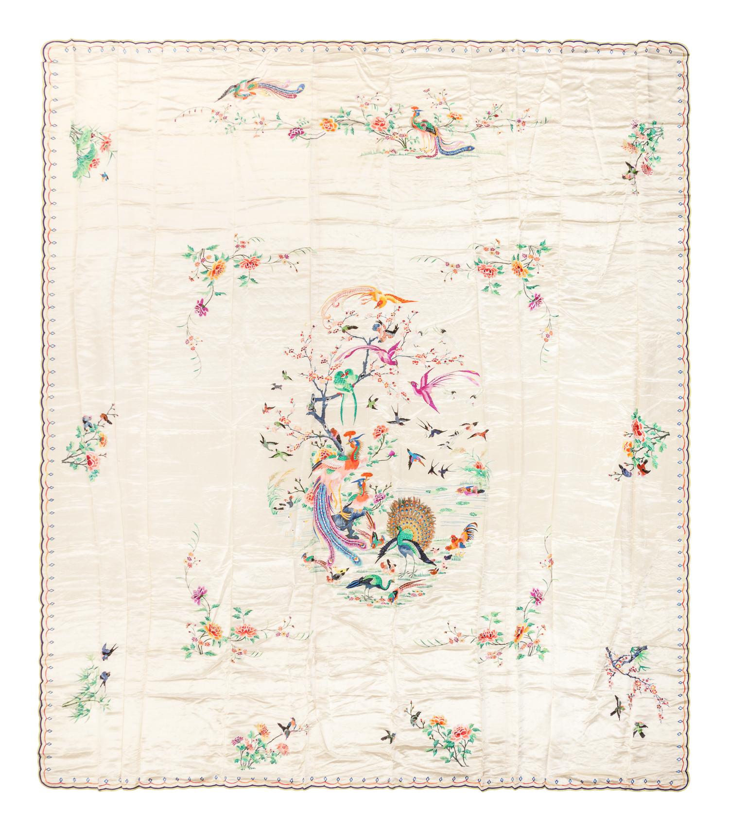 Six Chinese Embroidered Silk Panels