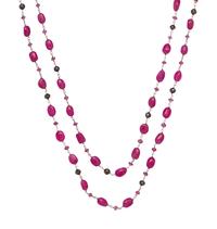 RUBY AND BLACK DIAMOND BEAD NECKLACE