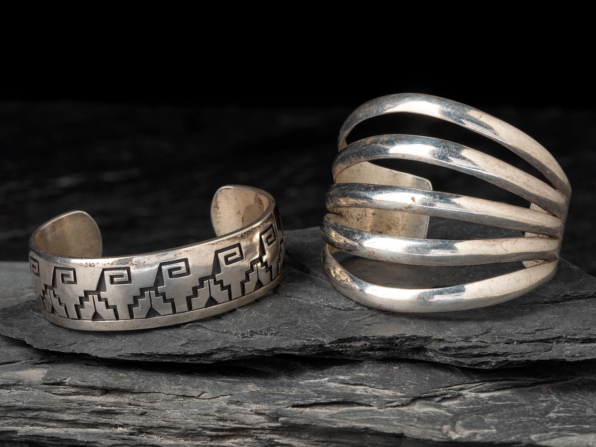 Sterling Silver Split Shank Cuff Bracelet, with White Hogan Shop Mark, PLUS