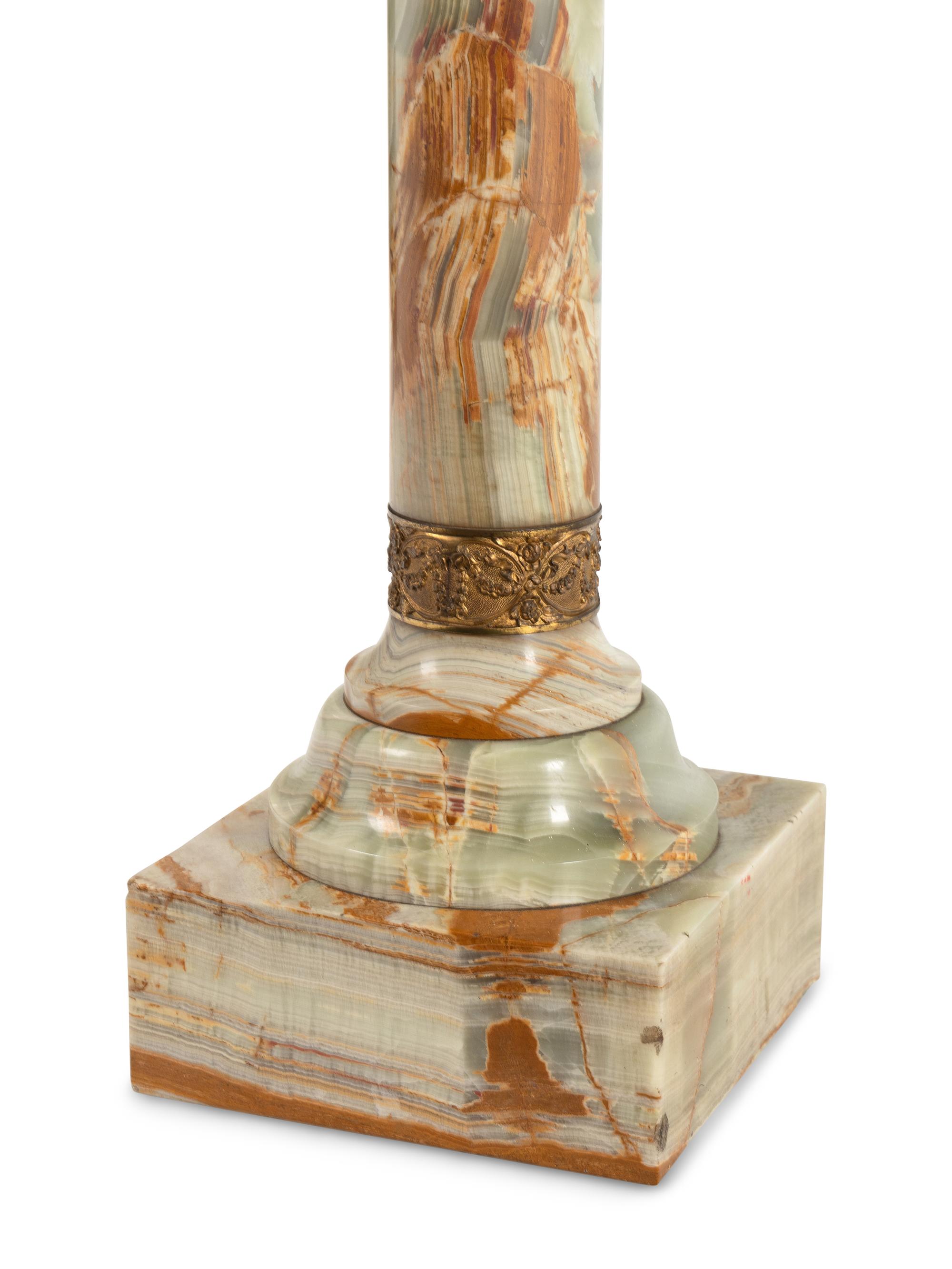 A Continental Gilt Bronze Mounted Onyx Pedestal