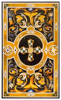 An Italian Pietra Dura Table Top Length 60 x width 36 inches.