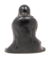 A Chinese Black Glazed Porcelain Figure of Seated Damo
