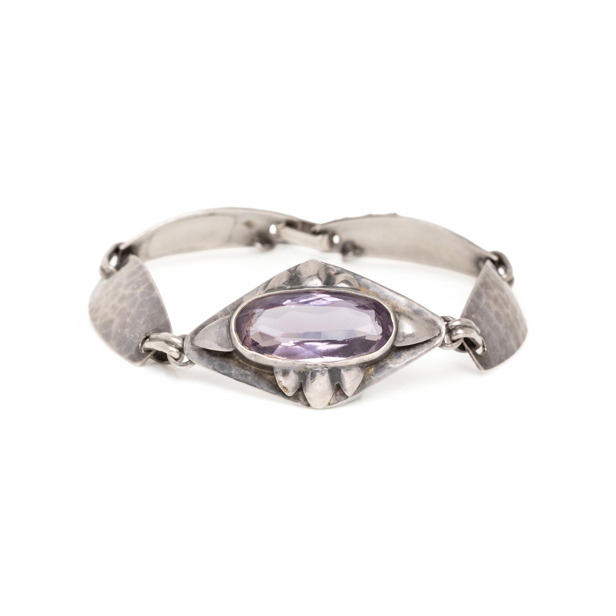 ARTS & CRAFTS, STERLING SILVER AND AMETHYST NECKLACE AND BRACELET