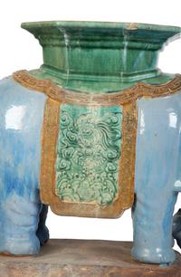 A Near Pair of Chinese Ceramic Elephant-Form Garden Stools — 20TH CENTURY