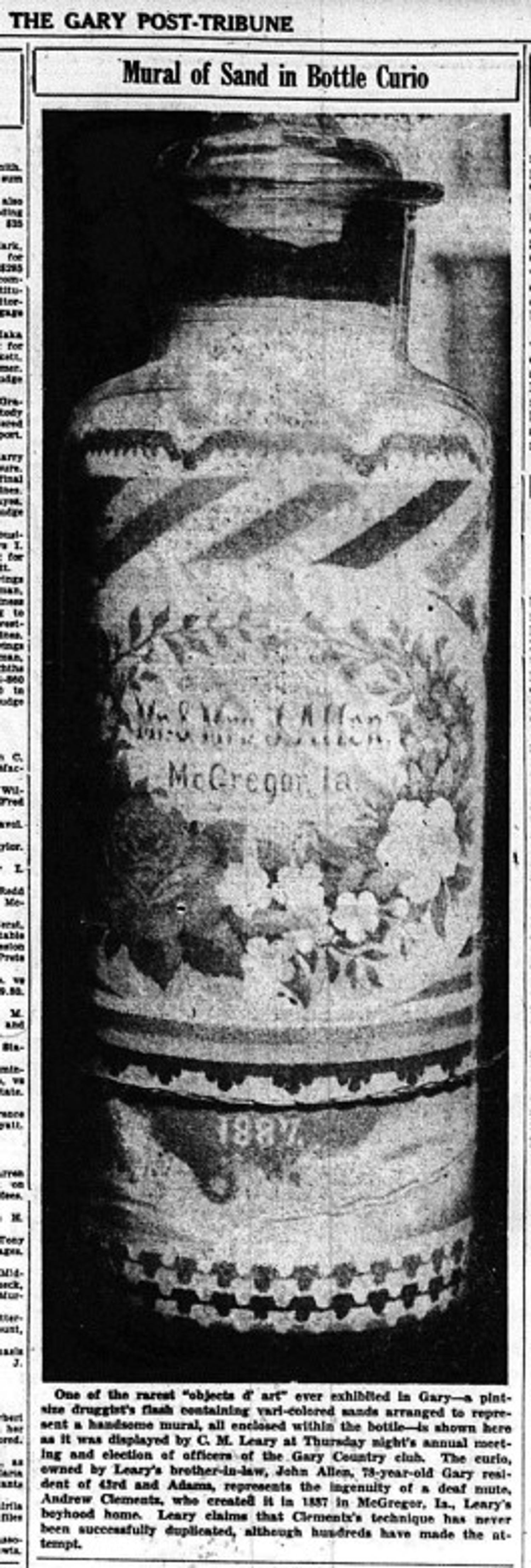 An Andrew Clemens (American, 1857-1894) Sand Bottle