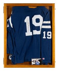 A Johnny Unitas Signed Autograph Baltimore Colts Jersey (With Photo From Signing),