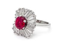 A Platinum, Burmese Ruby and Diamond Ring, 4.50 dwts.