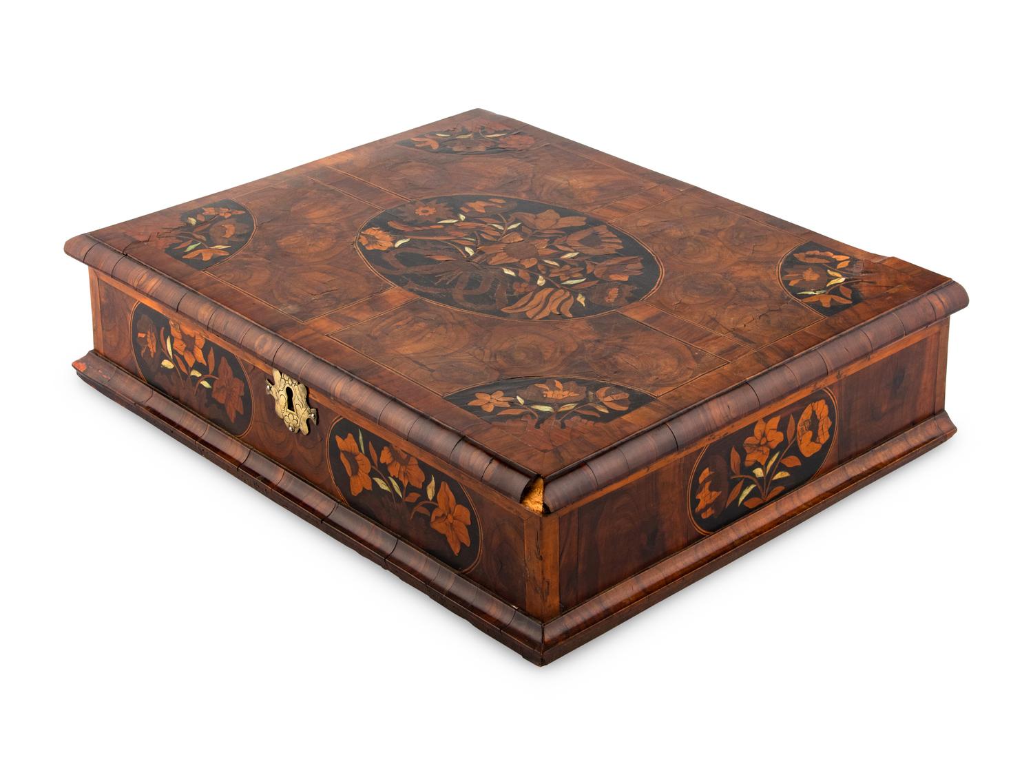 A William and Mary Oysterwood and Floral Marquetry Lace Box