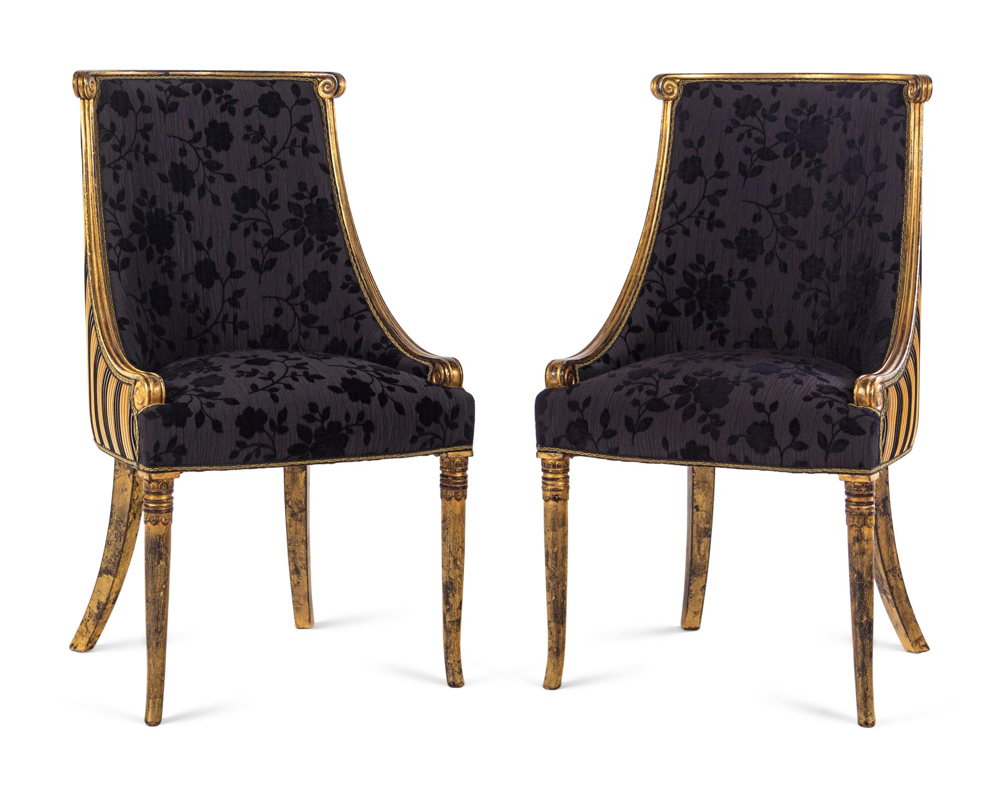 A Pair of Giltwood Barrel-Back Chairs