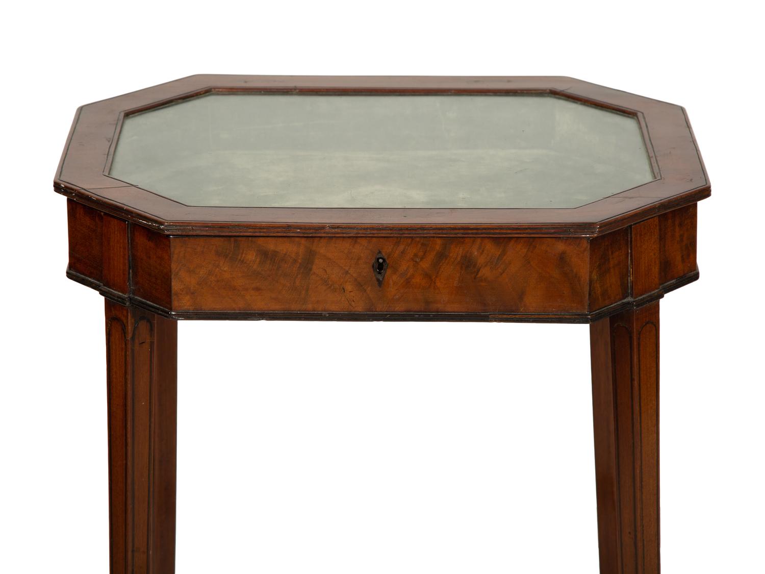 A George III Mahogany Vitrine Table and a Kettle Stand