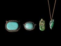Four Chinese Jadeite and Turquoise Jewelry