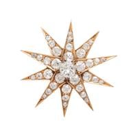 Diamond and Yellow Gold Star Pendant Brooch