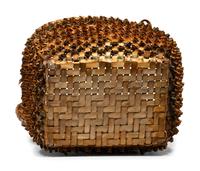 Northeastern Lidded Basket, with Polychrome Porcupine Twists