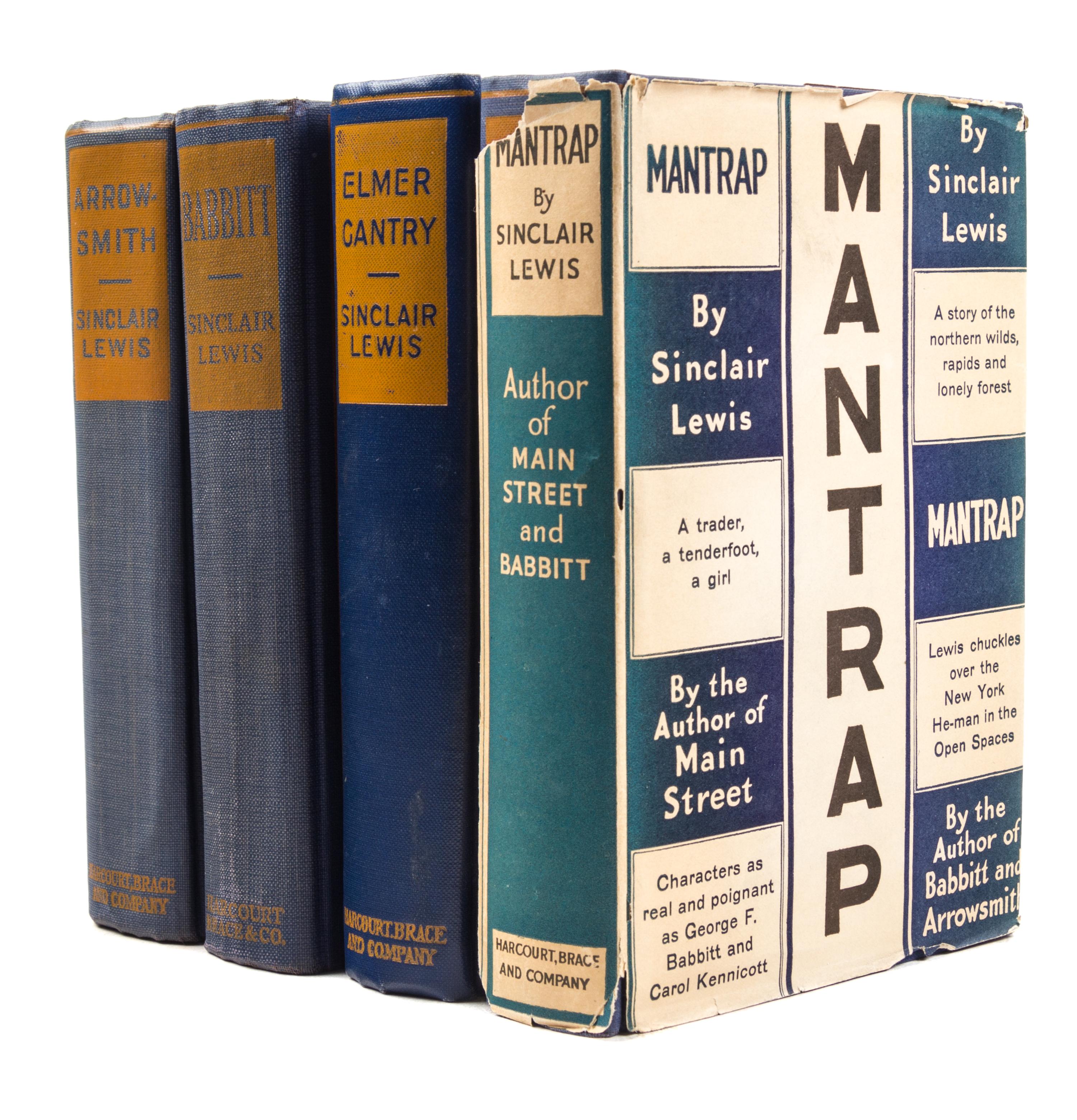 LEWIS, SINCLAIR. Four first editions: Babbitt, Elmer Gantry, Arrowsmith, and Mantrap, New York, 1922-1927.