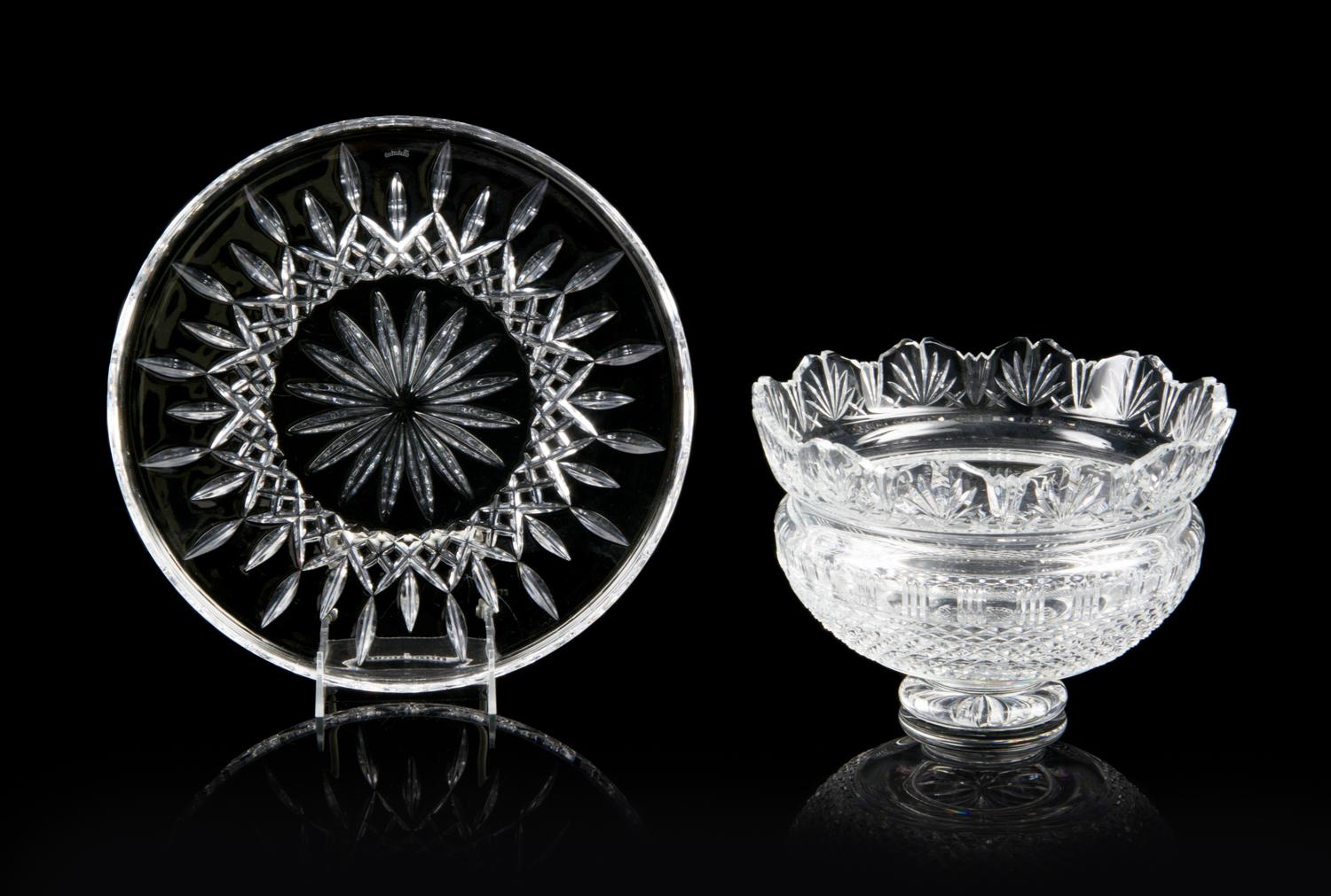 Two Waterford Glass Table Articles Diameter of charger 12 1/2 inches. — 20TH CENTURY