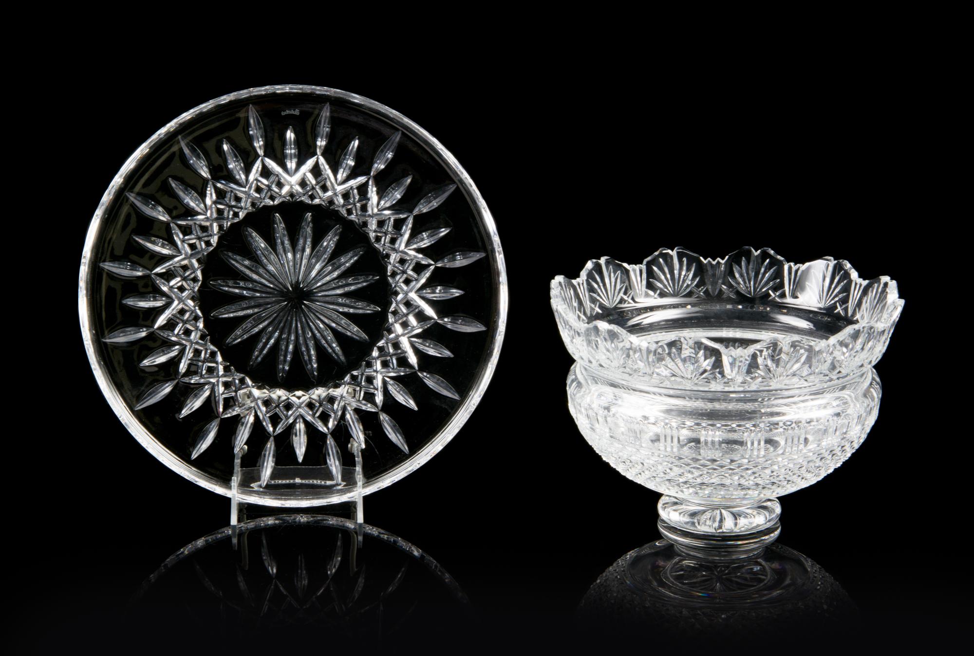 Two Waterford Glass Table Articles Diameter of charger 12 1/2 inches. — 20TH CENTURY