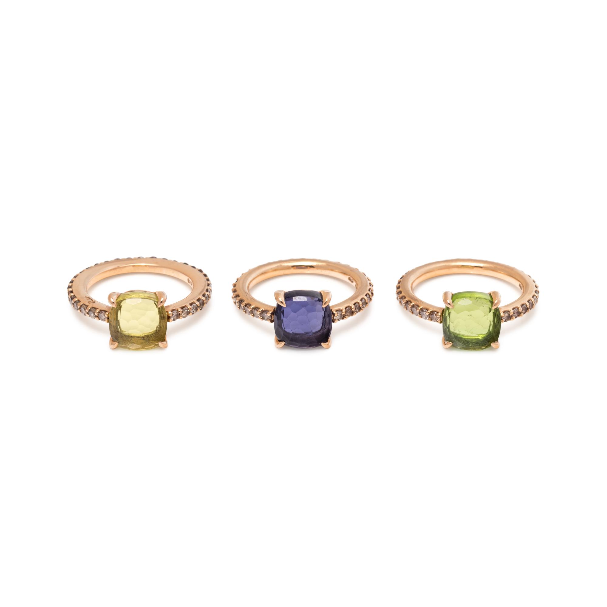 POMELLATO, GEMSTONE AND COLORED DIAMOND 'BABY' RING SET