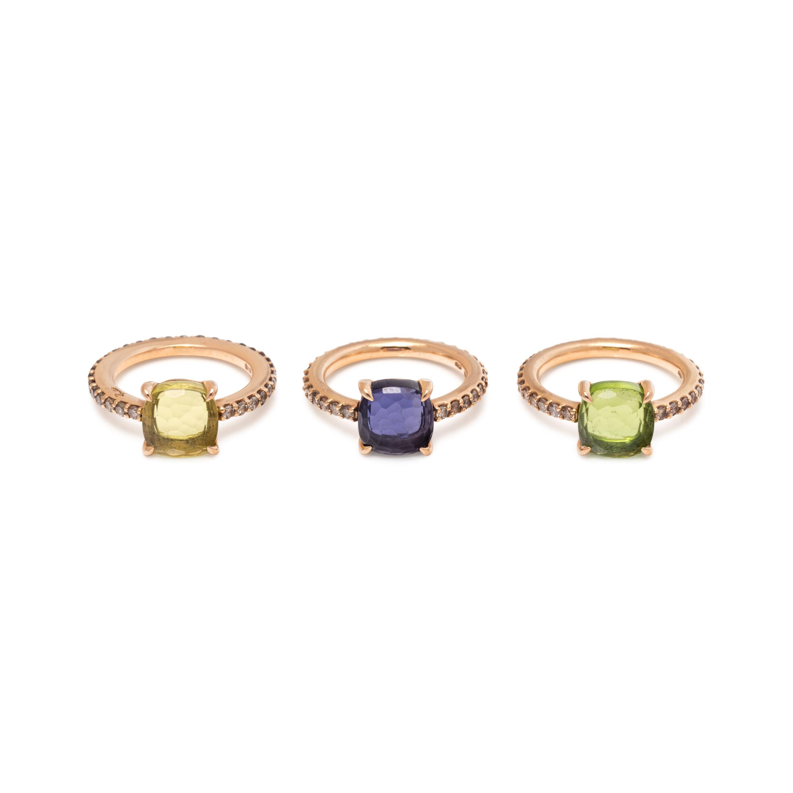 POMELLATO, GEMSTONE AND COLORED DIAMOND 'BABY' RING SET