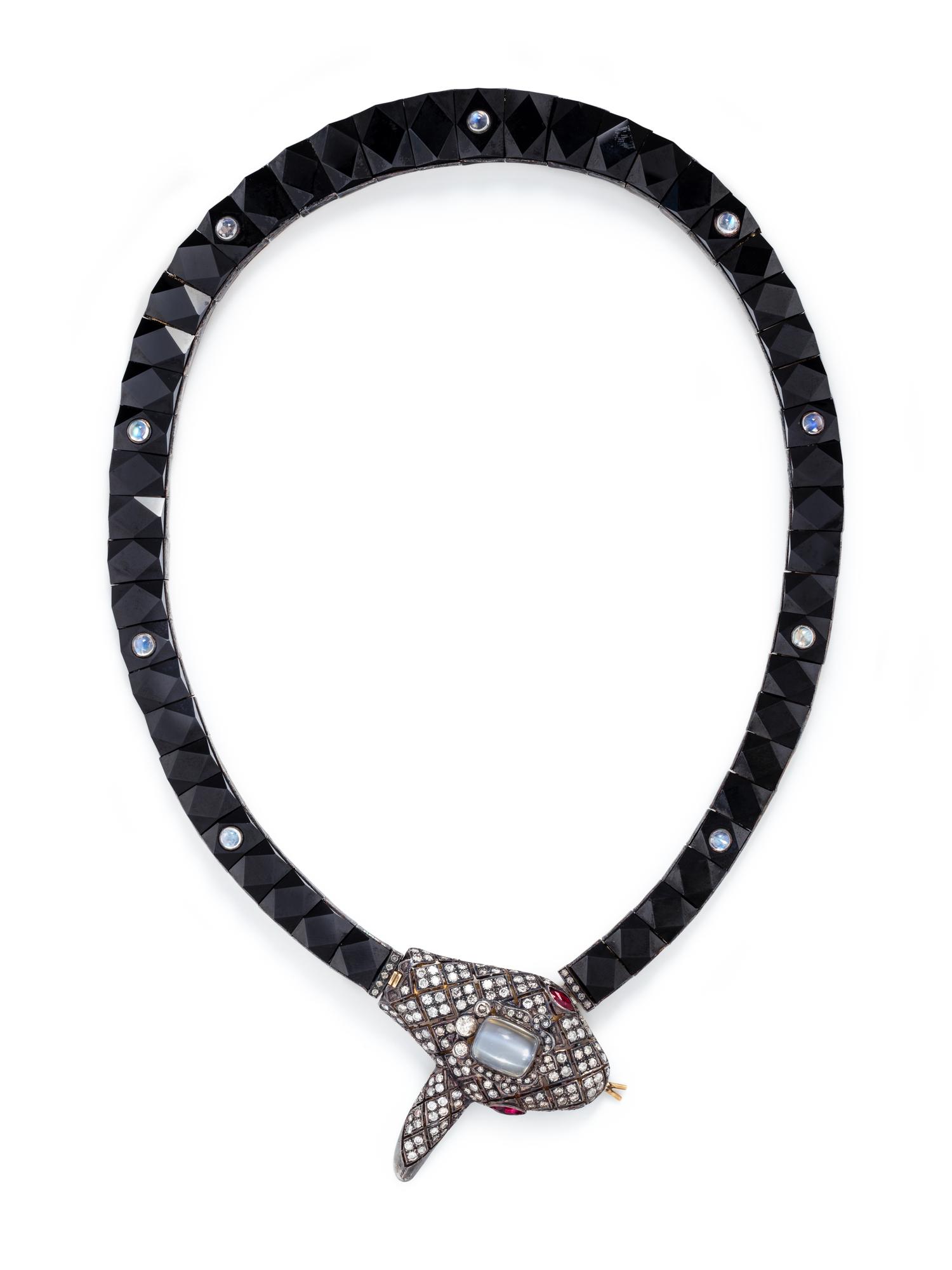 DIAMOND AND MULTIGEM SNAKE NECKLACE