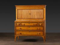 A Federal Inlaid Bird's Eye Maple and Mahogany Tambour Writing Desk