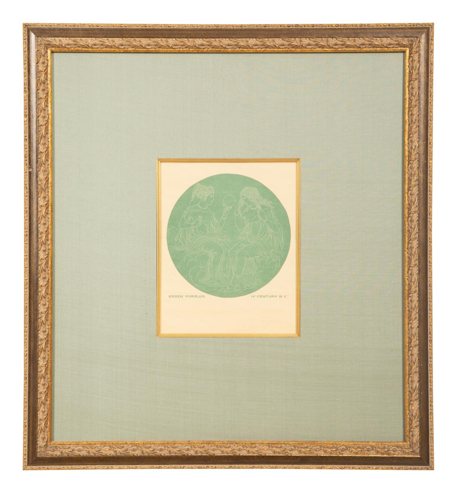 A Suite of Eight Gilt Framed Prints of Ancient Mirrors