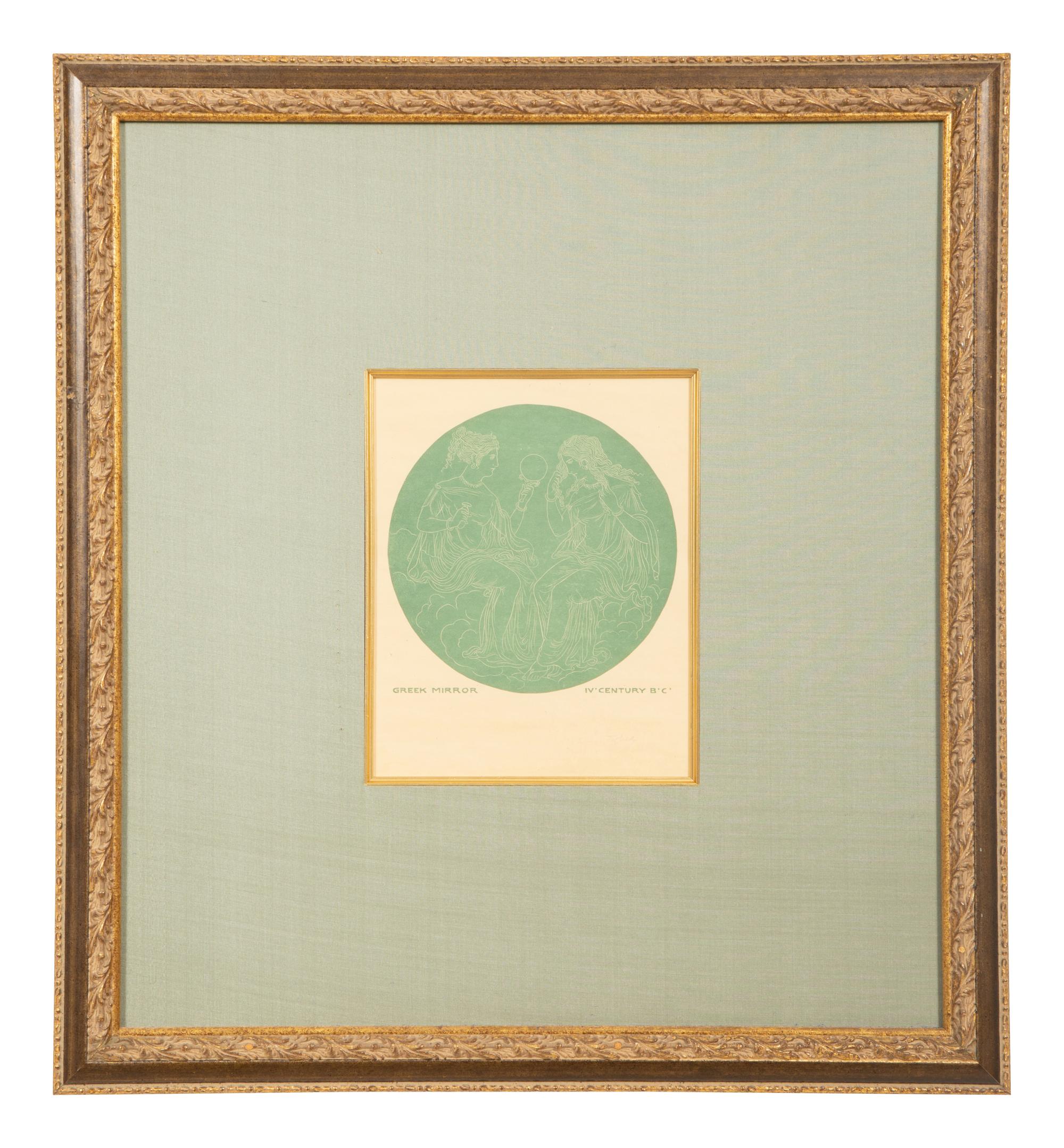 A Suite of Eight Gilt Framed Prints of Ancient Mirrors