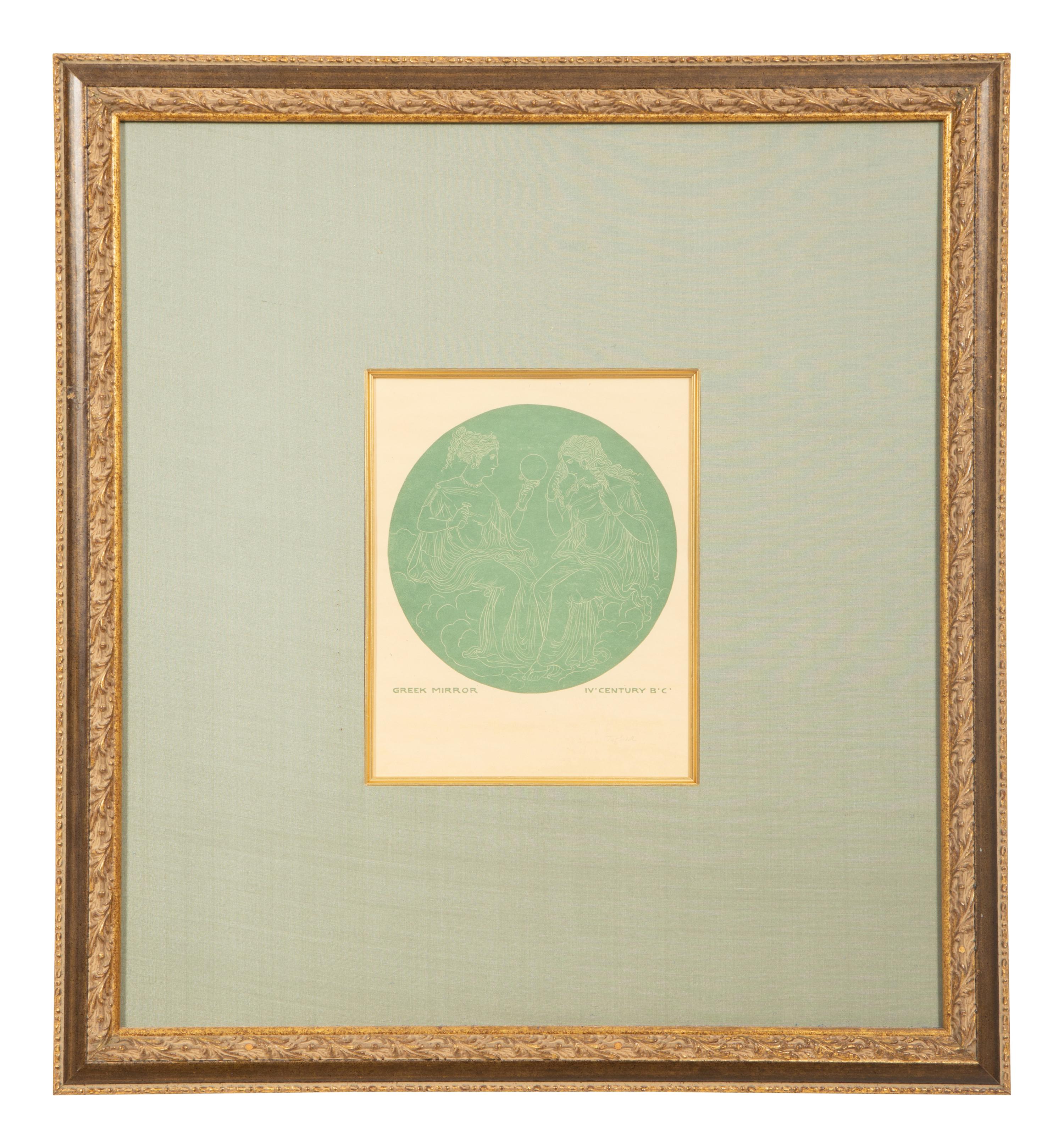 A Suite of Eight Gilt Framed Prints of Ancient Mirrors