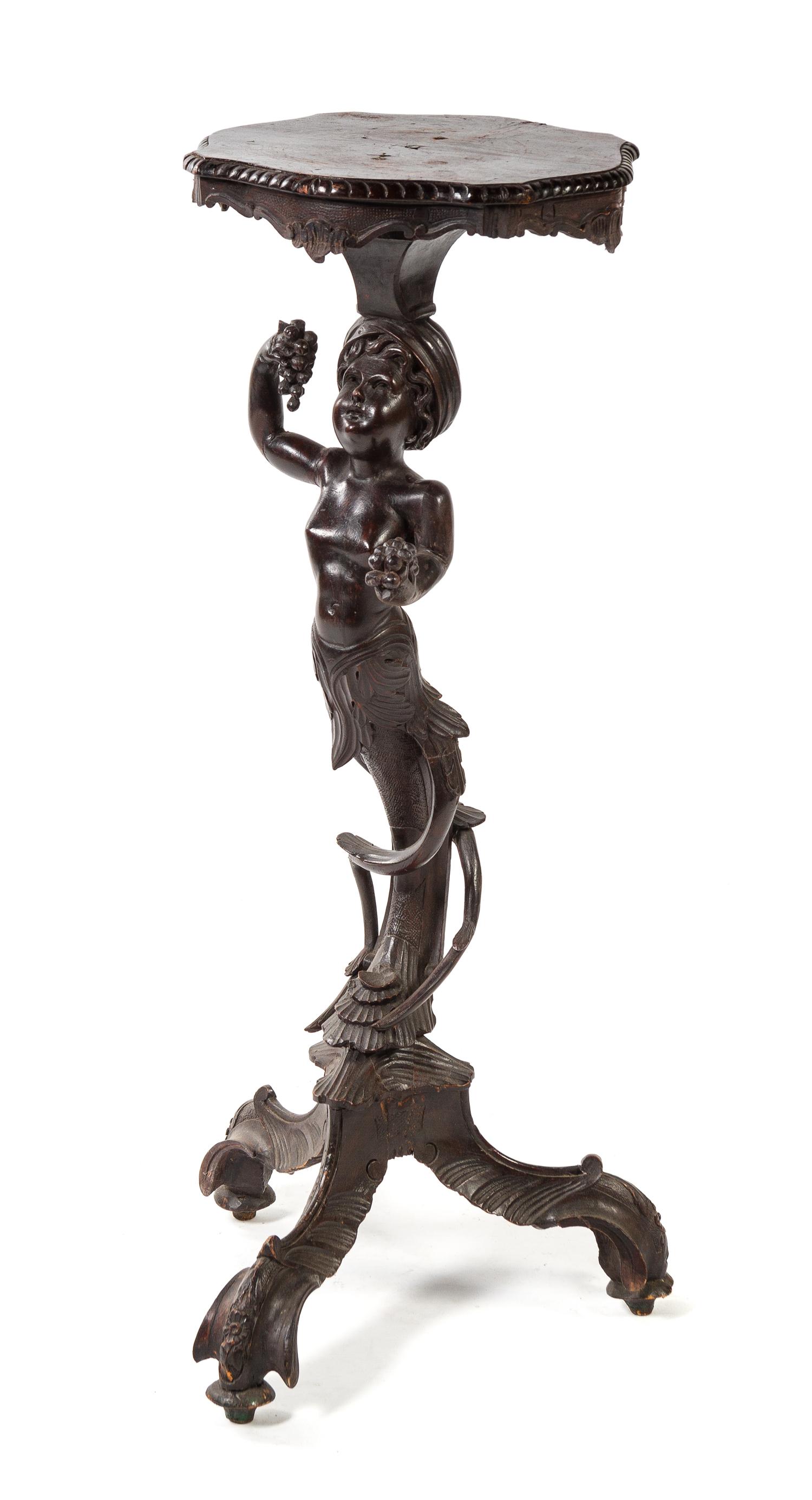 A Venetian Carved Figural Pedestal Height 36 inches. — 19TH CENTURY