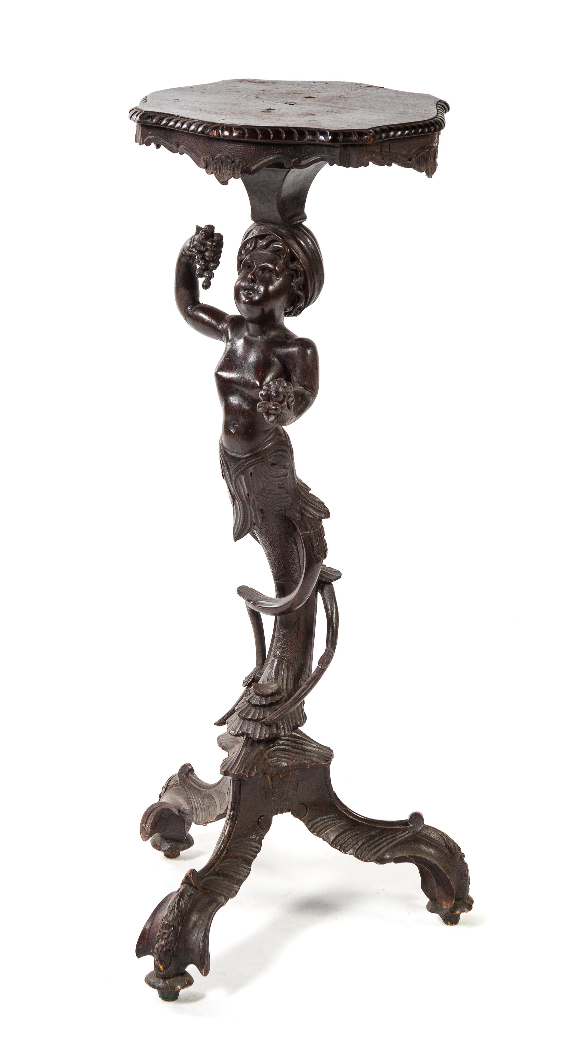 A Venetian Carved Figural Pedestal Height 36 inches. — 19TH CENTURY
