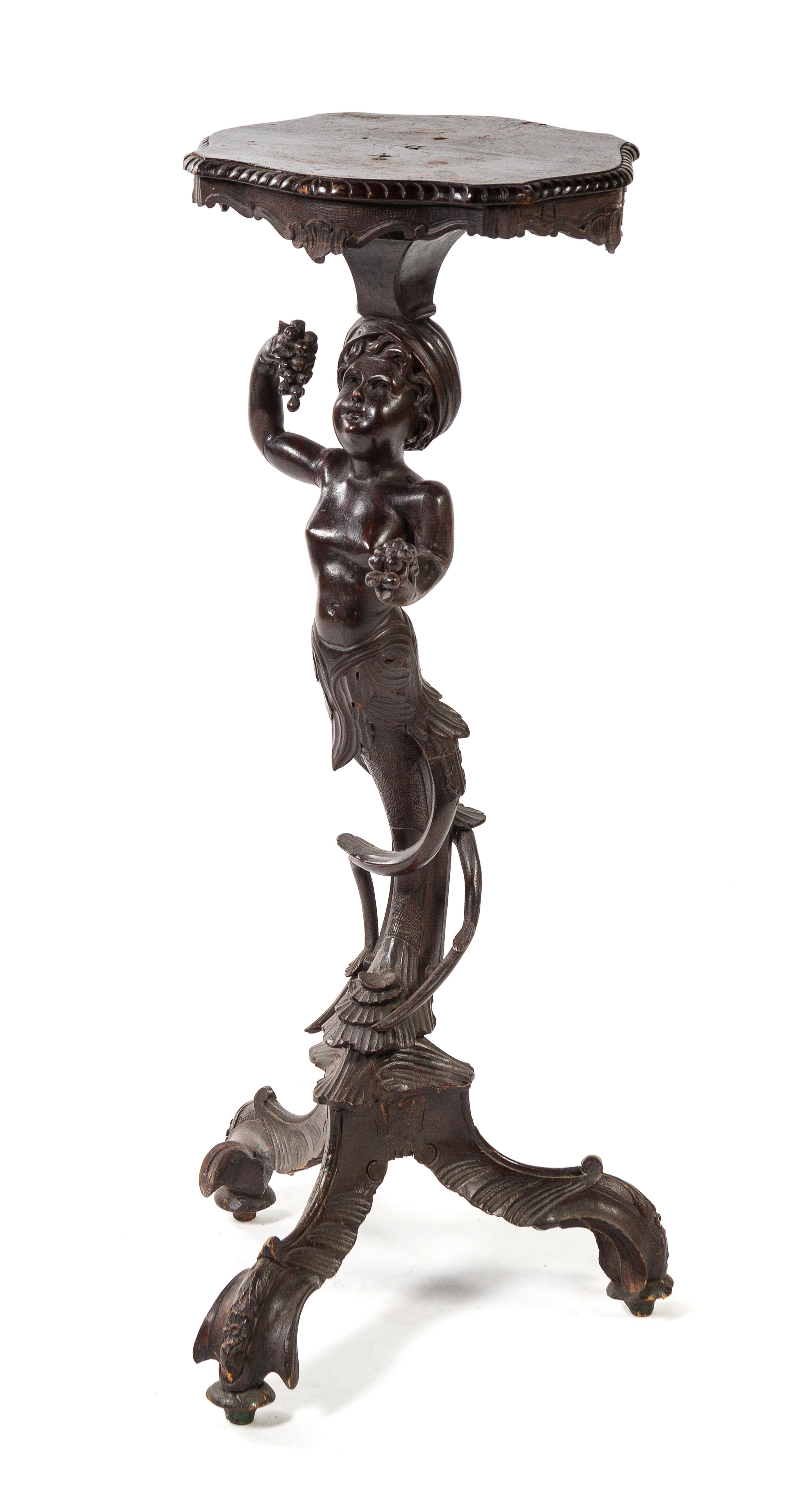 A Venetian Carved Figural Pedestal Height 36 inches. — 19TH CENTURY