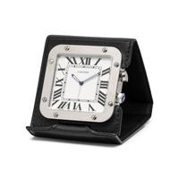 CARTIER, STAINLESS STEEL 'SANTOS' TRAVEL ALARM CLOCK
