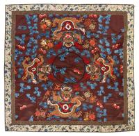 An Embroidered Silk Panel Height 35 3/4 x width 35 3/4 inches.