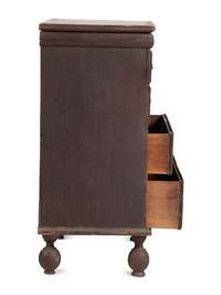 A Rare William and Mary Brown Painted Poplar, Cherrywood, and Pine Two-Drawer Blanket Chest