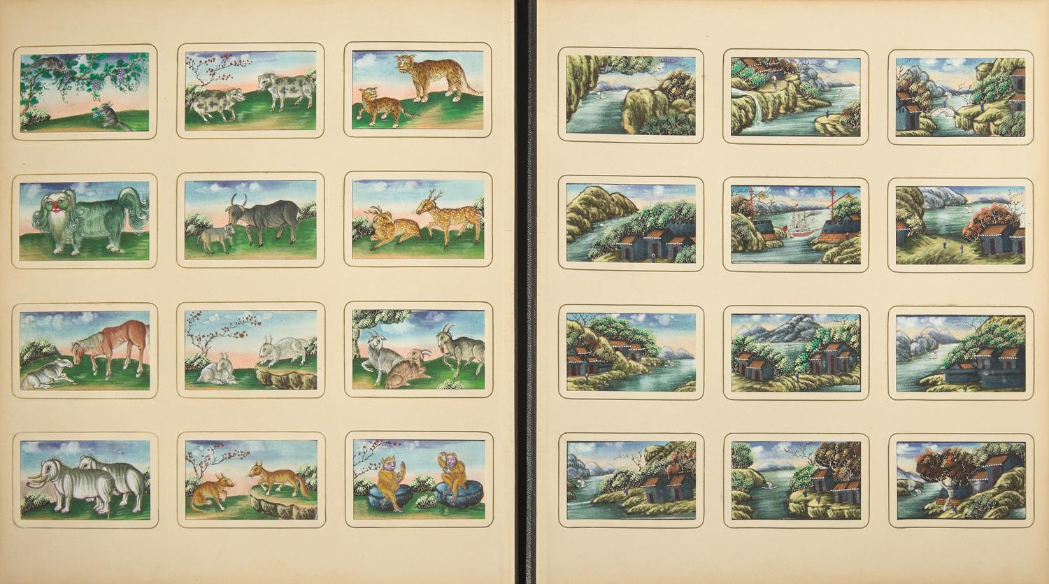 A Rare Album of 635 Chinese Export Miniature Pith Paintings, Second Half 19th Century 清晚期 外銷中國風情通草畫冊（通草畫共計635幅）
