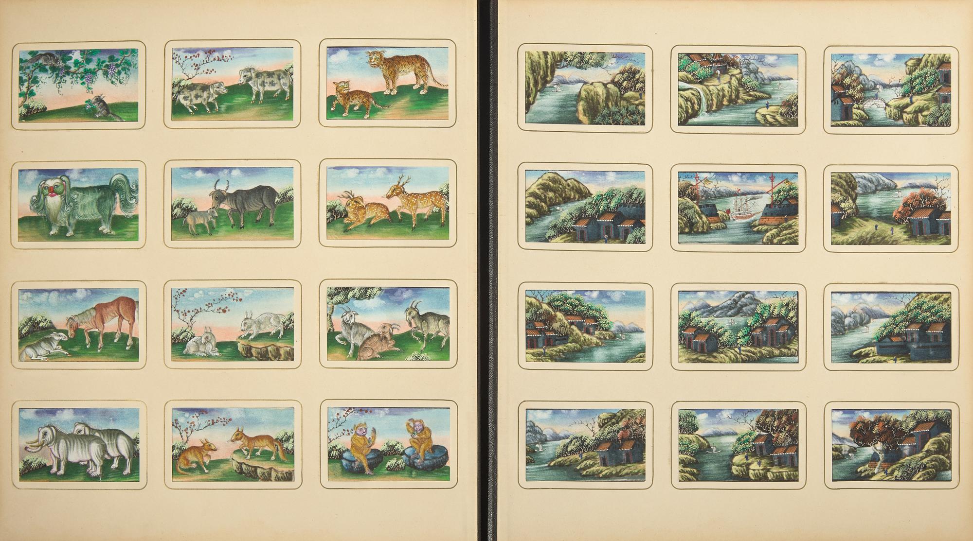 A Rare Album of 635 Chinese Export Miniature Pith Paintings, Second Half 19th Century 清晚期 外銷中國風情通草畫冊（通草畫共計635幅）